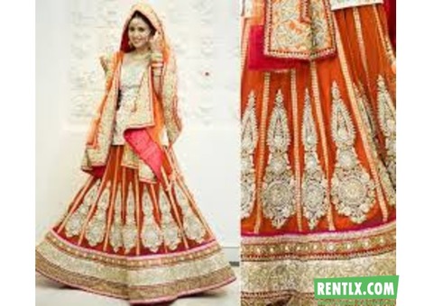 Golden-Red Bridal Lehenga on Rent in Pune