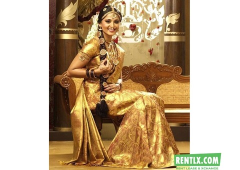 Golden Color Saree on Rent in Kochi
