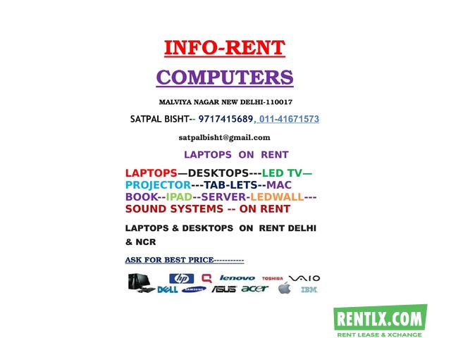 Laptop for Rent in Delhi