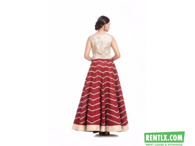 Red Lehenga & Embroidered Crop Top on Rent in  Ahmedabad