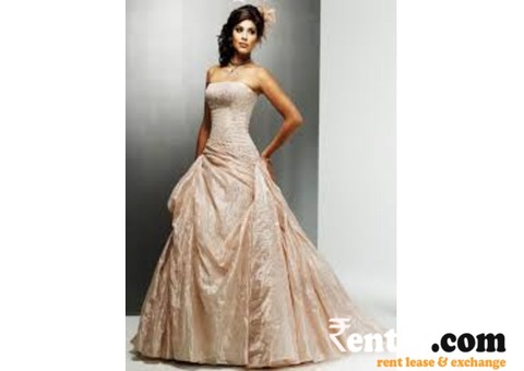 Renting a champagne colour wedding gown
